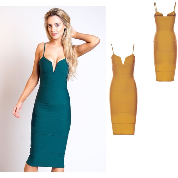 Dresses & Skirts - Mustard color Bandage Bodycon